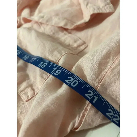 Lola River Linen Tencel Blend Blush Cropped Button Up L - Picture 9 of 9